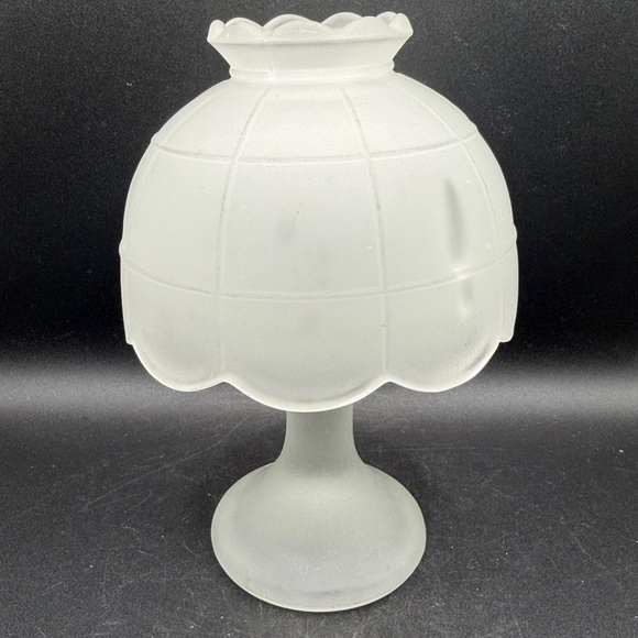 Vintage Satin Frosted Glass Pedestal Fairy Lamp Fairy Light Candle Holder Decor - Picture 10 of 10